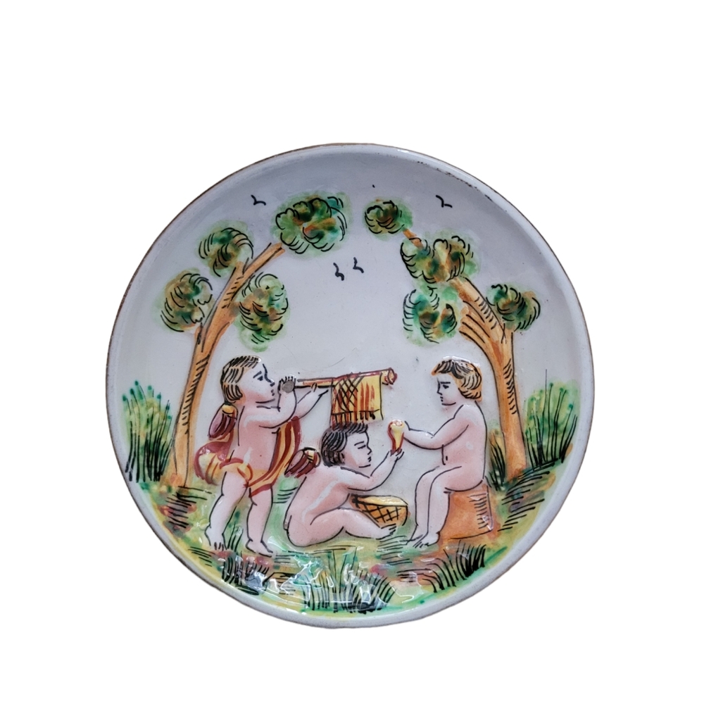 Vintage Capodimonte cherub mini plate